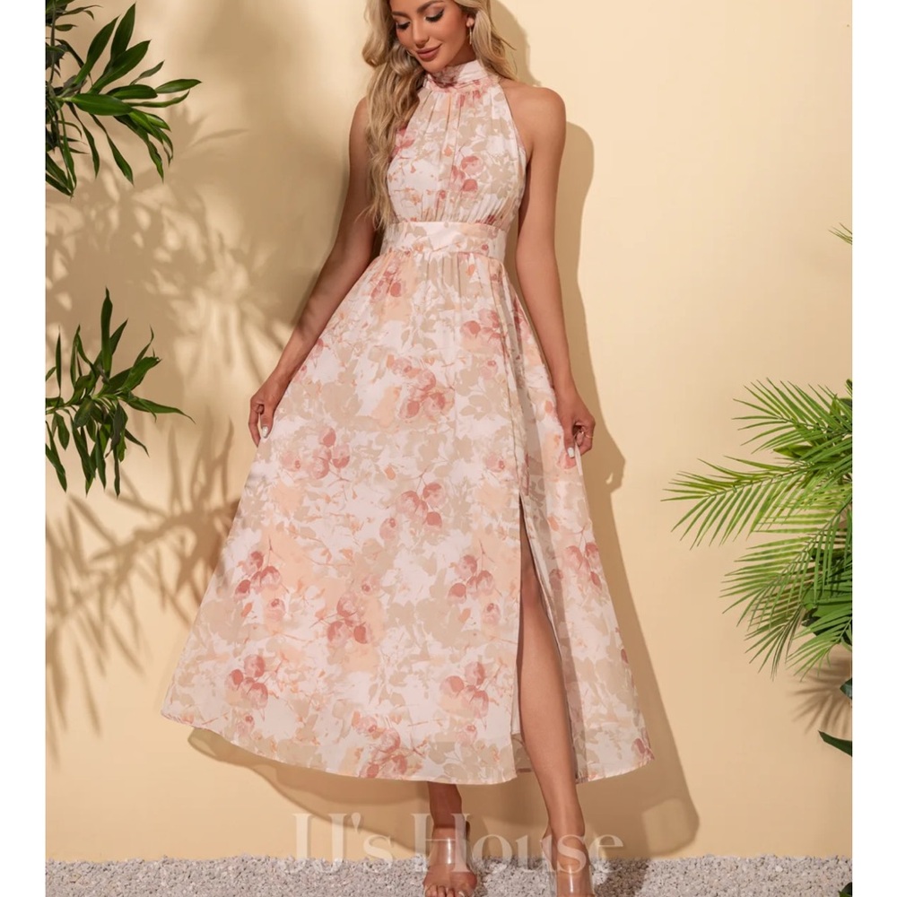JJs House Pink Floral Halter Maxi Dress - Picture 5 of 5